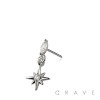 316L SURGICAL STEEL THREADLESS PUSH IN STARBURST CZ DANGLE TOP PART